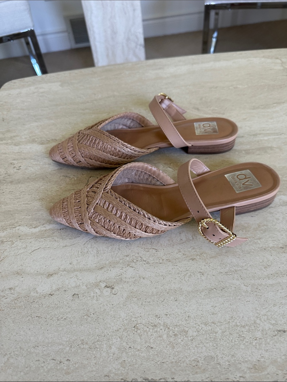 Dolce Vita Nude or Tan Woven Pointed Mules - Picture 2 of 4